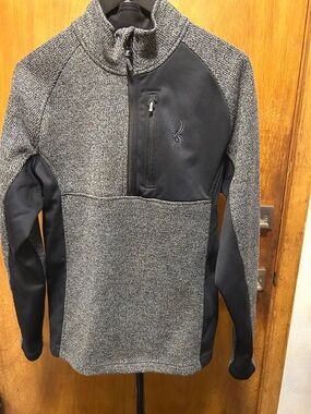Spyder Men's Heather Gray and Black Half-Zip Jacket